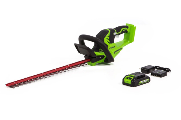 Greenworks | Hedge Trimmers | Model 24H20 24-Volt 22" Hedge Trimmer (with Battery and Charger) for sale at King Ranch Ag & Turf