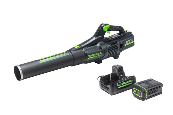 Greenworks 82V Handheld Brushless Axial Blower with 4Ah Battery and Dual Port Charger (82BH22-4DP) for sale at King Ranch Ag & Turf