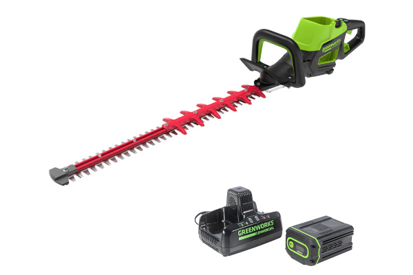 Greenworks | Hedge Trimmers | Model 82V 24" Hedge Trimmer with (1) 2.5Ah Battery and Dual-Port Charger (HT241-25DP) for sale at King Ranch Ag & Turf