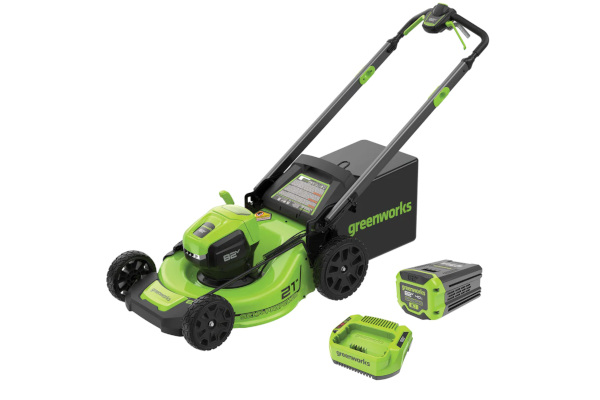 Greenworks 82V 21” Self-Propelled Mower with 4Ah Battery and Single Port Charger (MO82410) for sale at King Ranch Ag & Turf