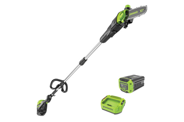 Greenworks 82V Polesaw with 2Ah Battery and Single Port Charger (PS82210) for sale at King Ranch Ag & Turf