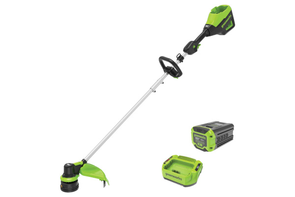 Greenworks 82V 16" String Trimmer with 2Ah Battery and Single Port Charger (ST82210) for sale at King Ranch Ag & Turf